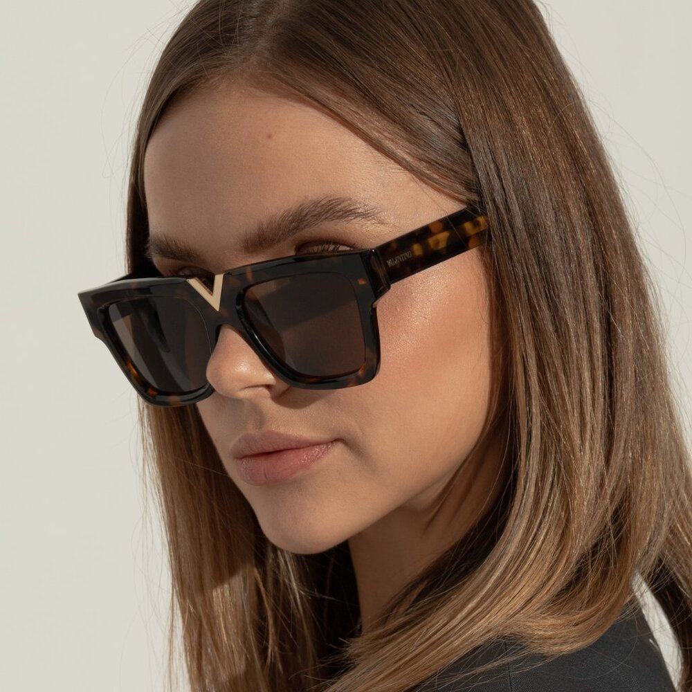 NEW VALENTINO SUNGLASSES WOMEN HAVANA V-GOLD-II VLS-162B EYEWEAR